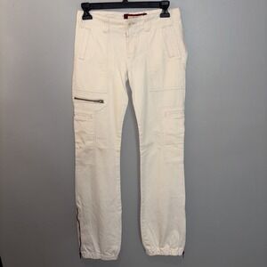 Hollister Y2K White Utility‎ Cargo Pants Low Rise Ankle Zip Size 1